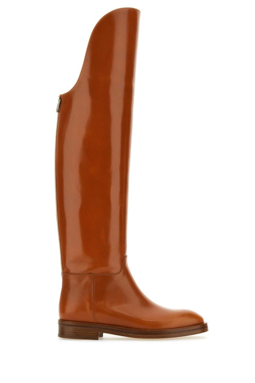Caramel leather Equestran boots Beige DURAZZI (SB02T)