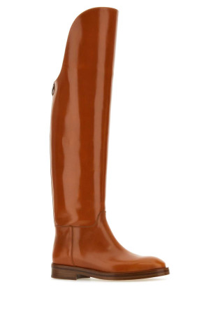 Caramel leather Equestran boots Beige DURAZZI (SB02T)