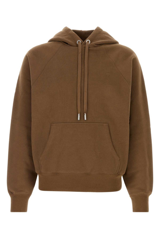 Коричневая хлопковая толстовка AMI (USW758747) AMI PARIS