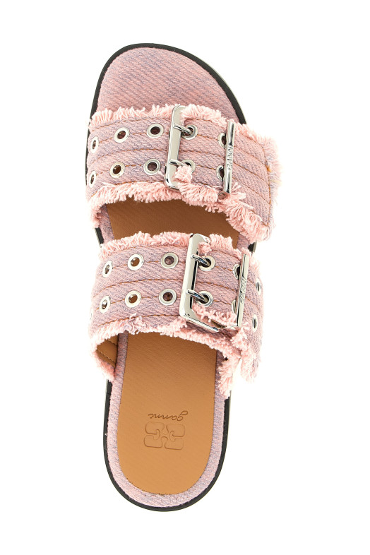 Сандалии «Женственные джинсовые с бахромой» Розовые B102005105C