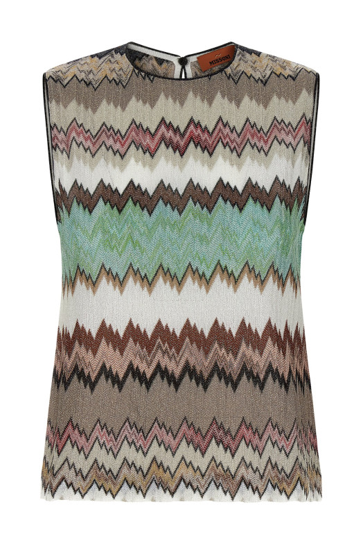 Zigzag lamé top Multicolor