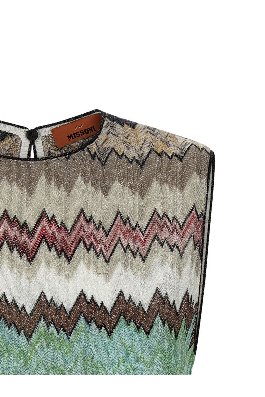 Zigzag lamé top Multicolor