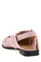 'Feminine Buckle Fringed Denim' slingback Pink