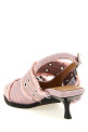 'Feminine Buckle Fringed Denim' slingback Pink