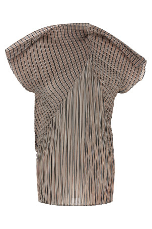 'Generic Stripes (Machine Pleats)' top Brown