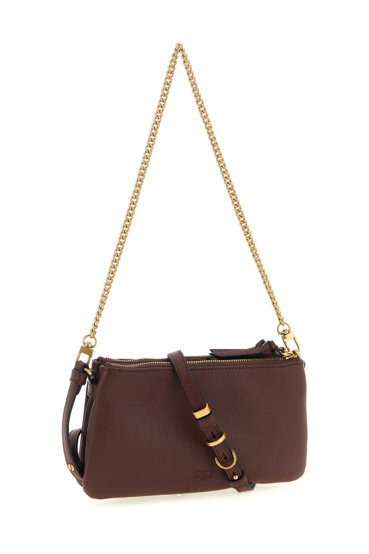 Небольшая сумка через плечо «Mini Double» бордового цвета 105359A0QOR49Q