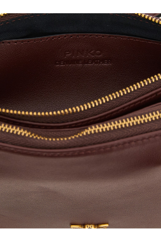 Небольшая сумка через плечо «Mini Double» бордового цвета 105359A0QOR49Q