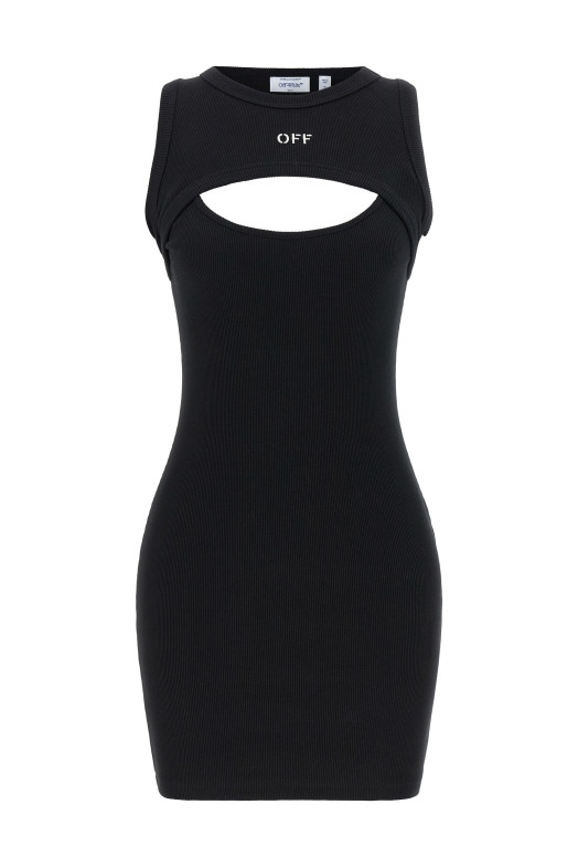 Платье «Off Stamp» Черно-серое OWDB496C99JER00110011001