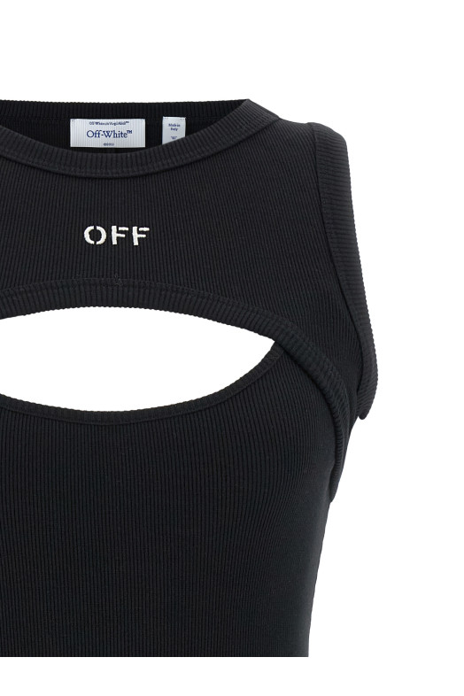 Платье «Off Stamp» Черно-серое OWDB496C99JER00110011001