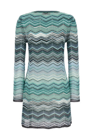 Chevron lamé dress Green