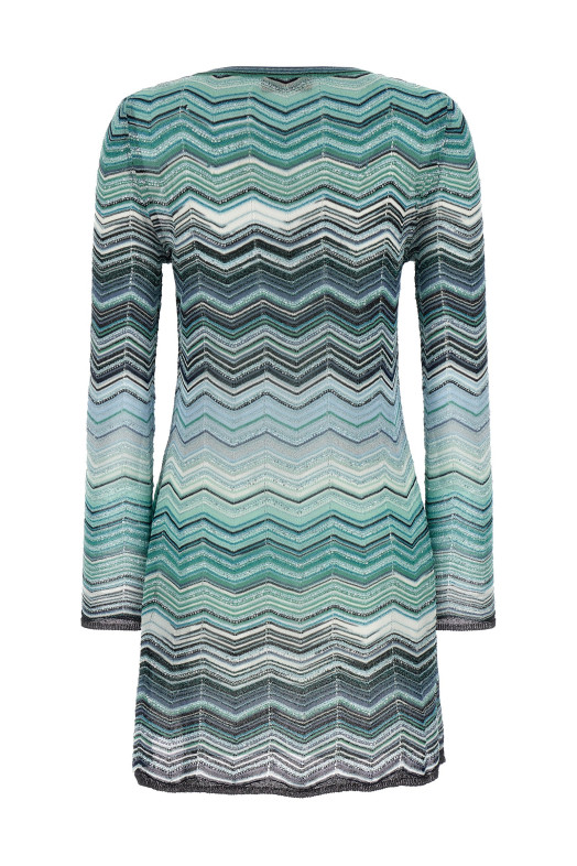 Chevron lamé dress Green