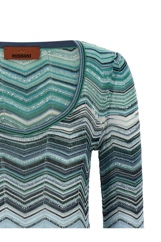 Chevron lamé dress Green