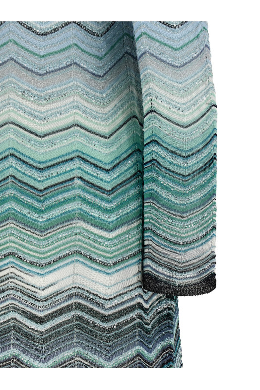 Chevron lamé dress Green