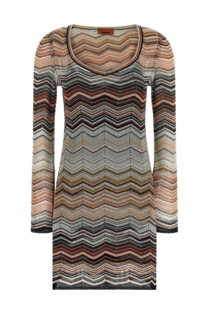 Chevron lamé dress Brown
