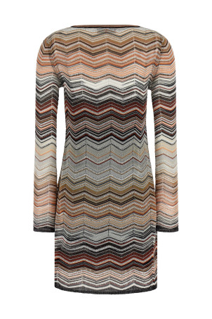 Chevron lamé dress Brown