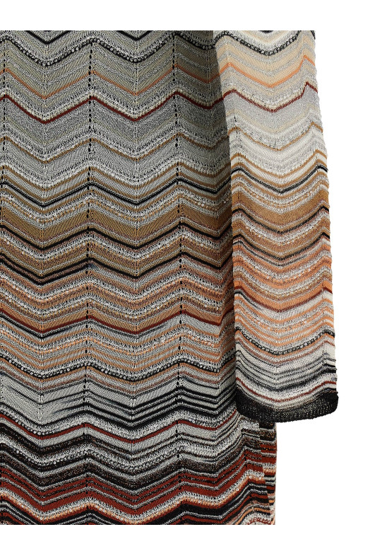 Chevron lamé dress Brown