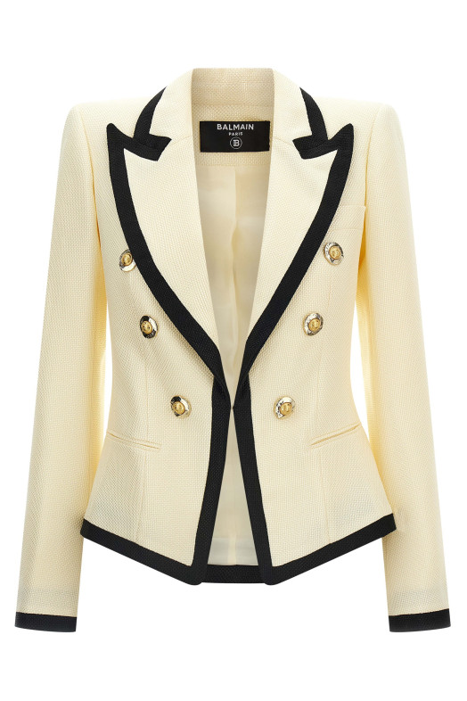 Блейзер с длинными плечевыми ремнями Черно-серый BALMAIN FF1SE165VI29GWO