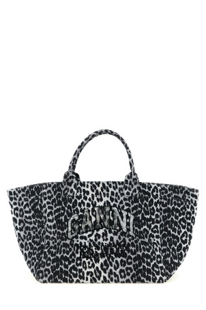 'Leopard Sequin XXL Tote' shopping bag Gray