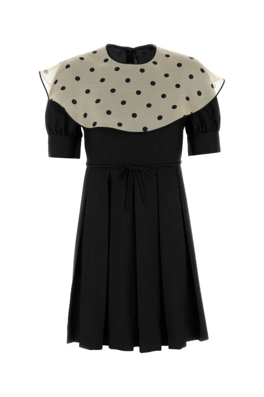 Черное шелковое мини-платье Black VALENTINO GARAVANI (6B3VAET090G)