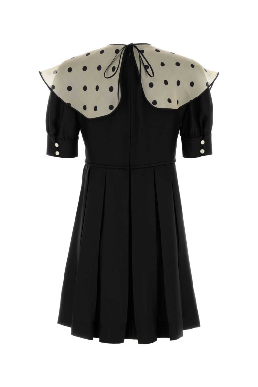 Черное шелковое мини-платье Black VALENTINO GARAVANI (6B3VAET090G)