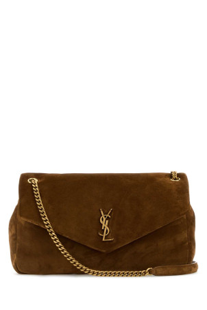 Caramel suede leather large Calypso shoulder bag SAINT LAURENT (7773991U80W)