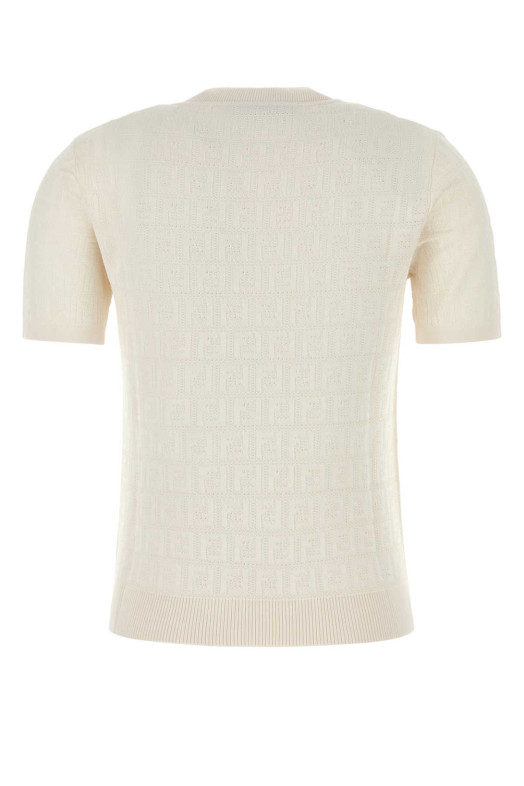 Свитер из смеси хлопка цвета слоновой кости FENDI (FZXD57AUZR)
