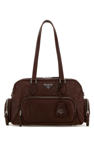 Chocolate leather shoulder bag PRADA (1BB1562HFP)