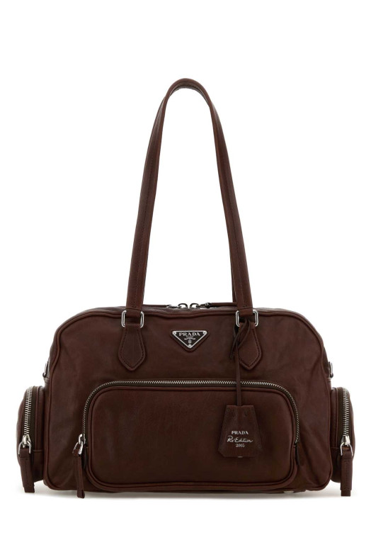 Chocolate leather shoulder bag PRADA (1BB1562HFP)