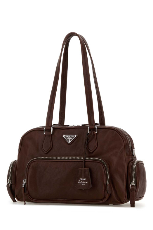 Chocolate leather shoulder bag PRADA (1BB1562HFP)