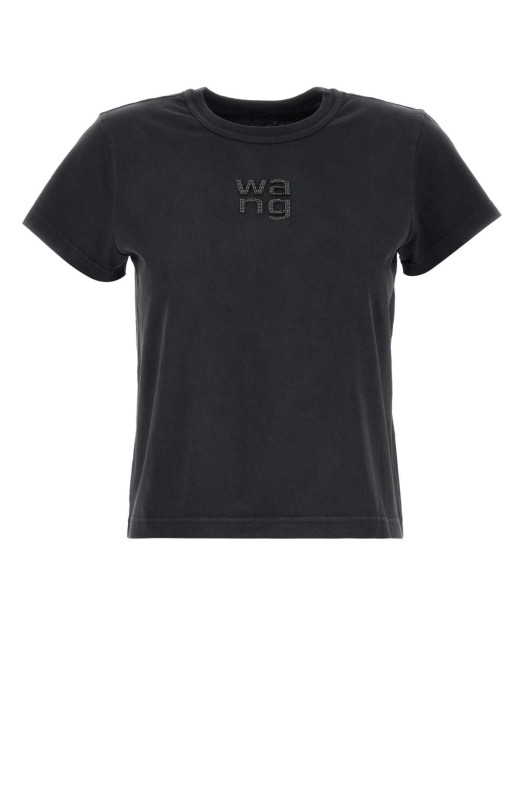 Хлопковая футболка цвета угольного черного Black T BY ALEXANDER WANG (4CC1261221)