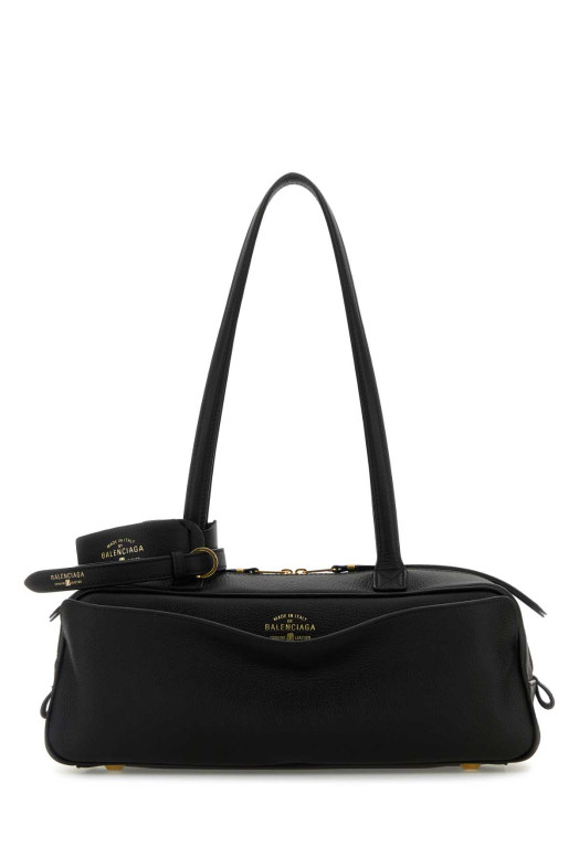 Черная кожаная небольшая сумка через плечо Carrie Черная BALENCIAGA (8329202ABNQ)