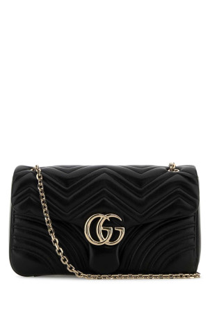 Black leather large GG Marmont shoulder bag Black GUCCI (838985AAE38)