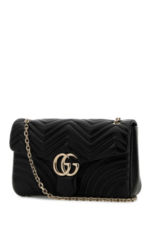 Black leather large GG Marmont shoulder bag Black GUCCI (838985AAE38)