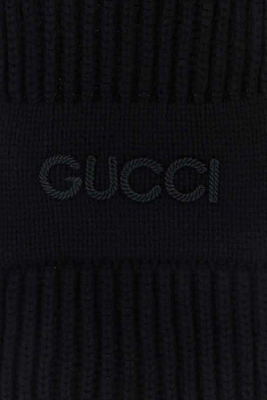 Black wool blend scarf Black GUCCI (8531663GB02)
