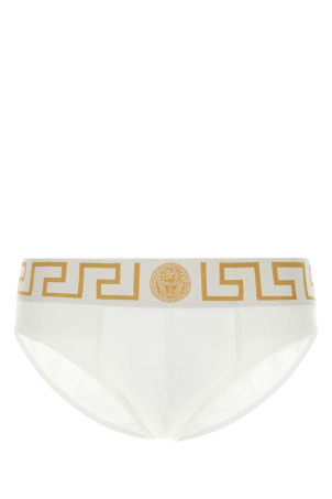 White stretch cotton brief VERSACE (AU100271A10011)