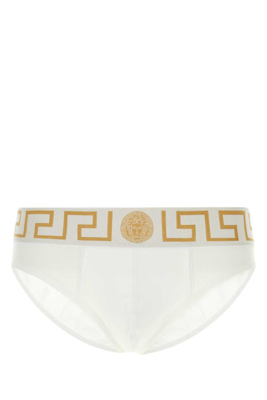 Белые эластичные хлопковые трусы VERSACE (AU100271A10011)