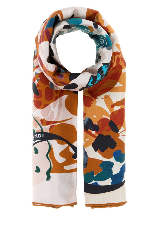 Шелковый платок с принтом FENDI (FXT091AWER)