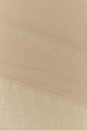 Бежевый шелковый шарф FENDI (FXT185ANBE)