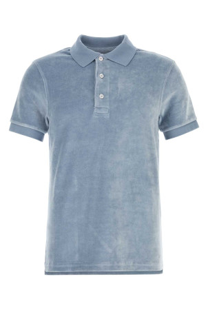 Light blue velvet polo shirt TOM FORD (JPS011JMC093)