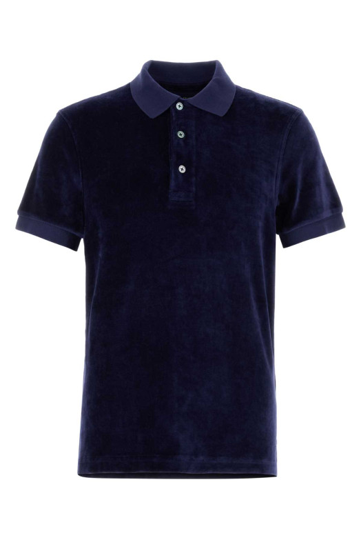 Navy blue velvet polo shirt TOM FORD (JPS011JMC093)