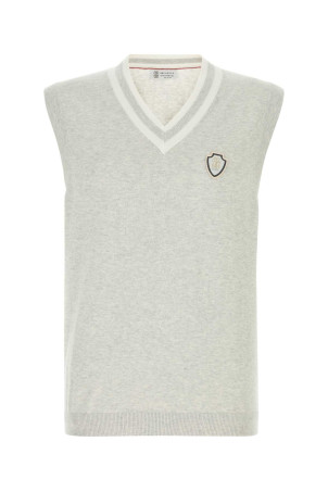 Светло-серый хлопковый жилет BRUNELLO CUCINELLI (M29203607F)