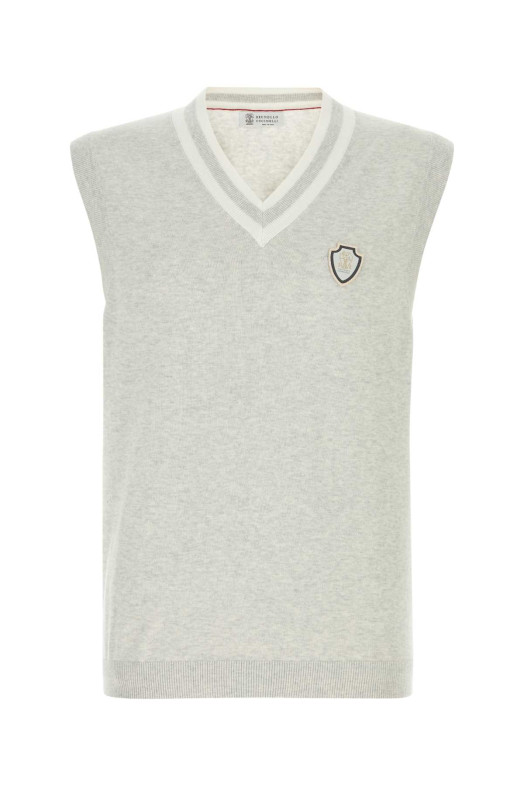 Светло-серый хлопковый жилет BRUNELLO CUCINELLI (M29203607F)