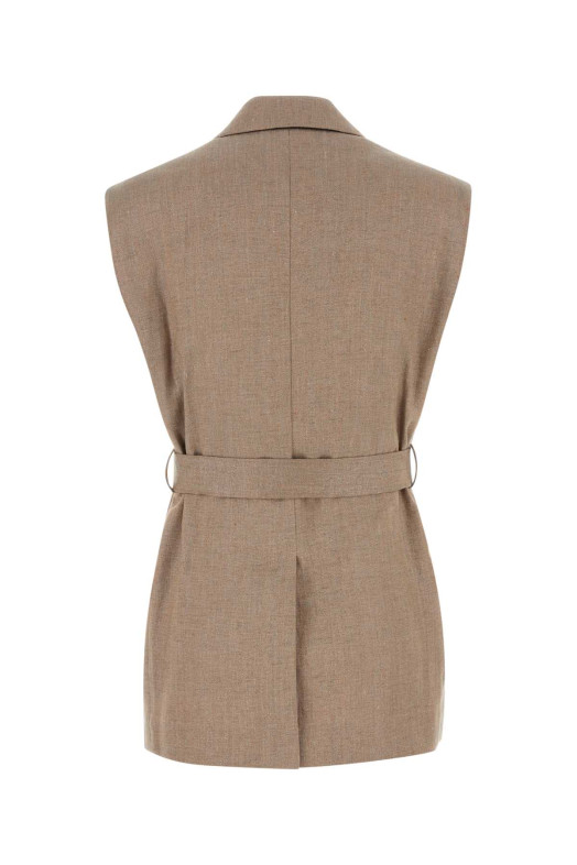 Жилет из смешанного льна капучино BRUNELLO CUCINELLI (MH5267774)