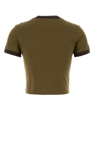 Army green cotton t-shirt MIU MIU (MJNA15SOOO1841)