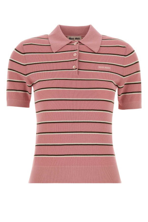 Embroidered stretch cotton blend polo shirt MIU MIU (MMLB35SOOO183M)