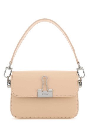 Light pink leather small Plain Binder handbag OFF WHITE (OWNN118S23LEA001)
