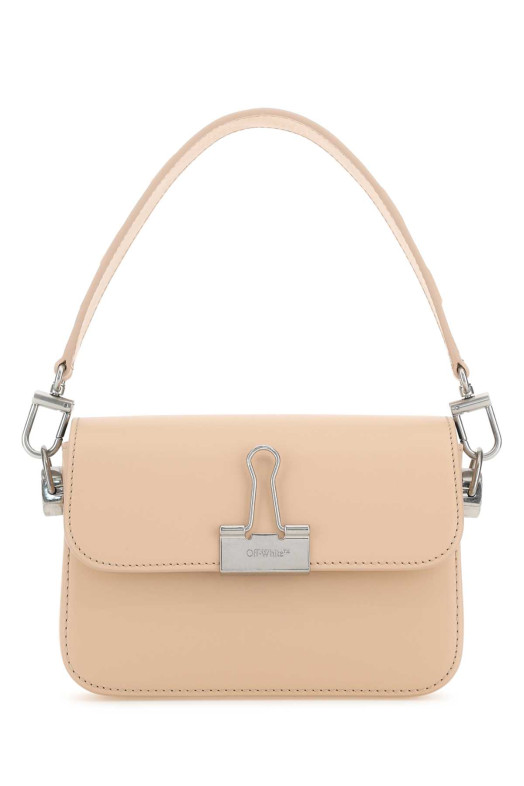 Light pink leather small Plain Binder handbag OFF WHITE (OWNN118S23LEA001)