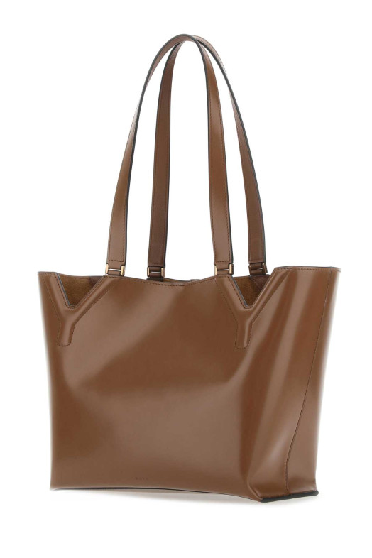 Brown leather YY WEST shoulder bag Brown BOYY (YYWESTTOTE)