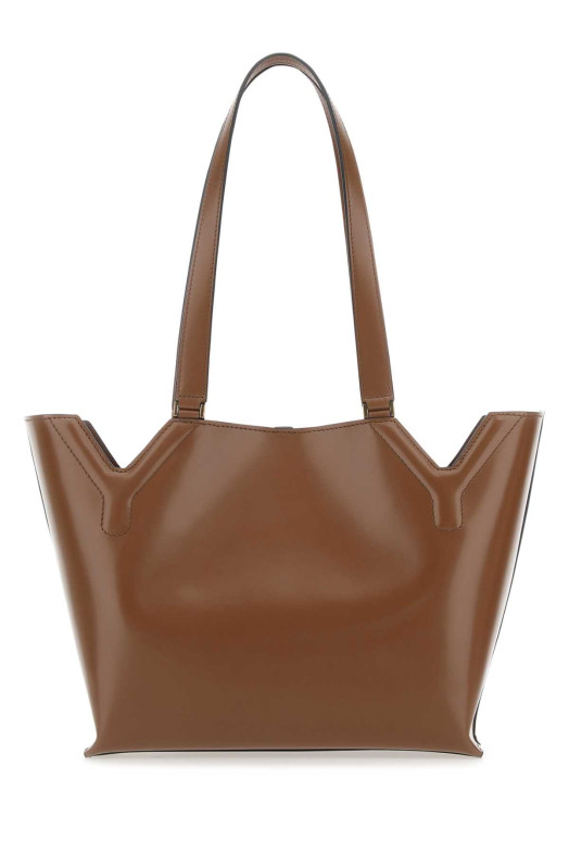 Brown leather YY WEST shoulder bag Brown BOYY (YYWESTTOTE)