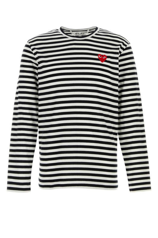 Вышитая хлопковая футболка Белый/Черный COMME DES GARCONS PLAY (AXT164051 ) COMME DES GARÇONS PLAY AXT164051 